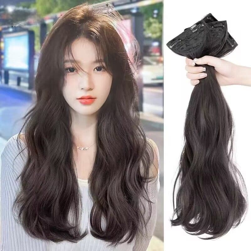 Hair Extension Pieces for Increased Volume, Three-Piece Wig for Women, Long Hair Patches, Invisible Hair Extensions, Big Wavy Long Curly Hair, Long Straight Hair