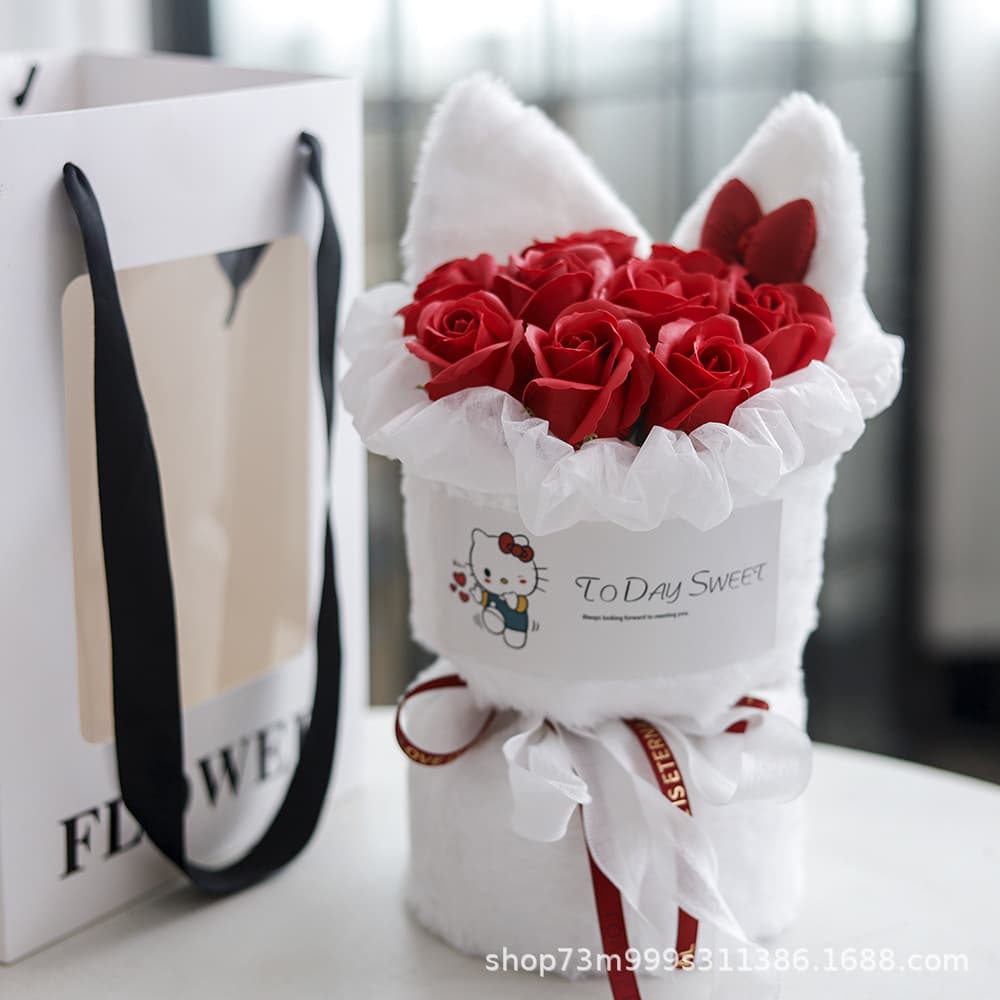 Creative Hello Kitty bunny bouquet, new ready-made soap flower bouquet, birthday gift for girlfriend/best friend, Valentine's Day bouquet