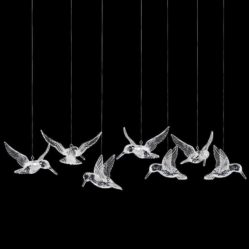 Wedding acrylic hummingbird decorations, hotel venue crystal bird pendants, ceiling aerial ornaments, flying bird hangings