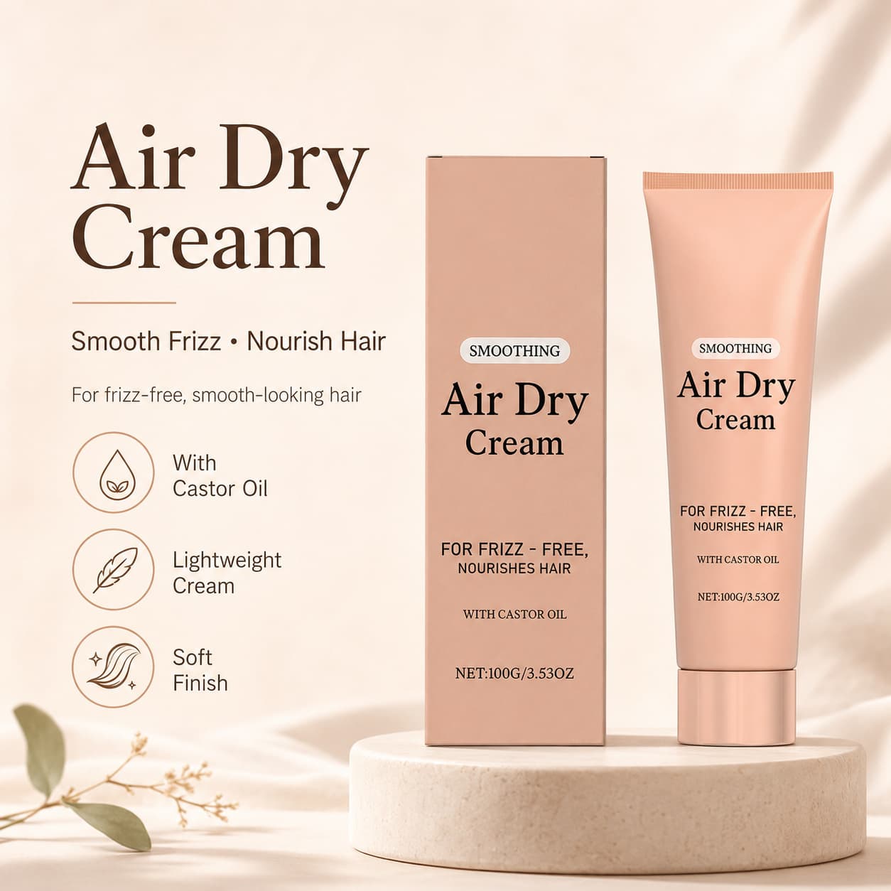 Cross-border No-wash Hair Cream Air Dry Cream WITH CASTOR OIL Hot-selling Hair Smoothing Care Cream