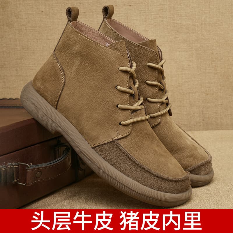 Vintage Genuine Leather Autumn Winter New Trend Martin Boots British Style Fashion High-Top Shoes Outdoor Men's Shoes 089