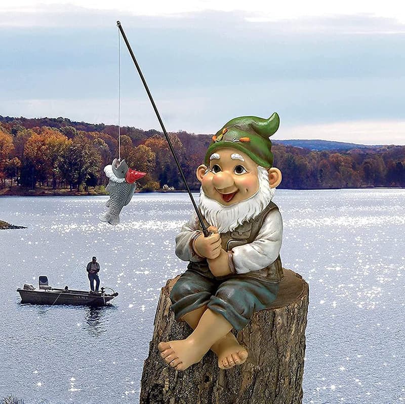 Cross-border Fishing Dwarf Leisurely White Beard Old Man Gnome Fishing Ornament Home Garden Decoration Design Outdoor