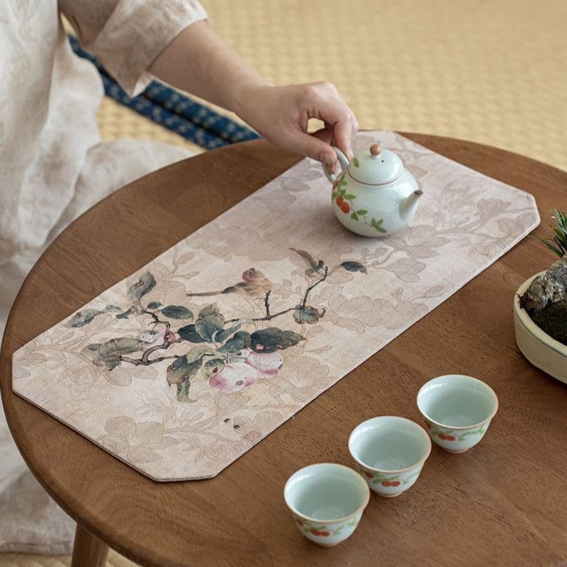 Xiangyun gauze dry tea ceremony mat, Chinese Zen double-sided thickened retro table flag, waterproof tea table cloth, tea ceremony accessory