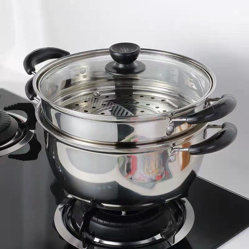 Thickened soup pot, stew pot, milk pot, hot pot, bakelite anti-scalding two-layer steamer, student instant noodle pot, steamer, dormitory pot