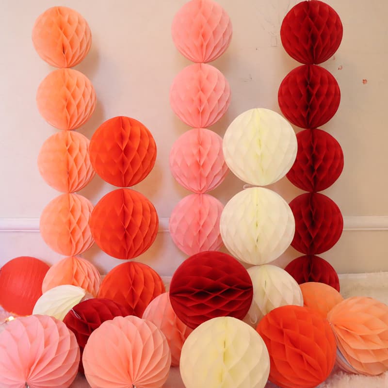 Factory wholesale colored honeycomb paper lanterns for bedroom, wedding, party backdrop decorations, and honeycomb pillar lanterns.