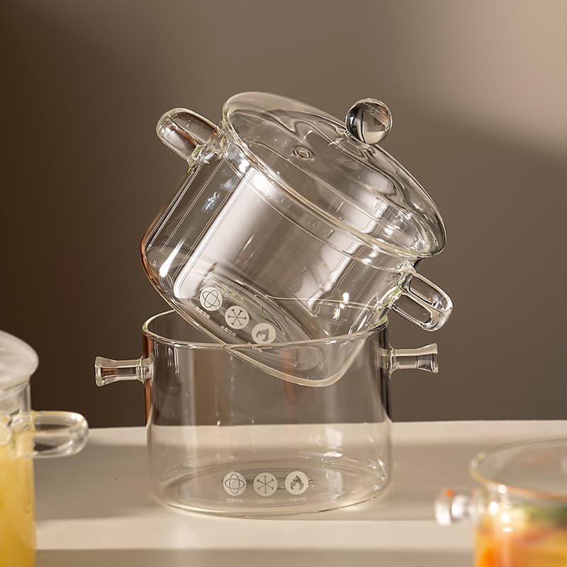 Free Shipping Double-Handle Soup Pot High Borosilicate Double-Bead Glass Pot Household Transparent Stew Pot for Electric Ceramic Stove Milk Pot Instant Noodle Bowl
