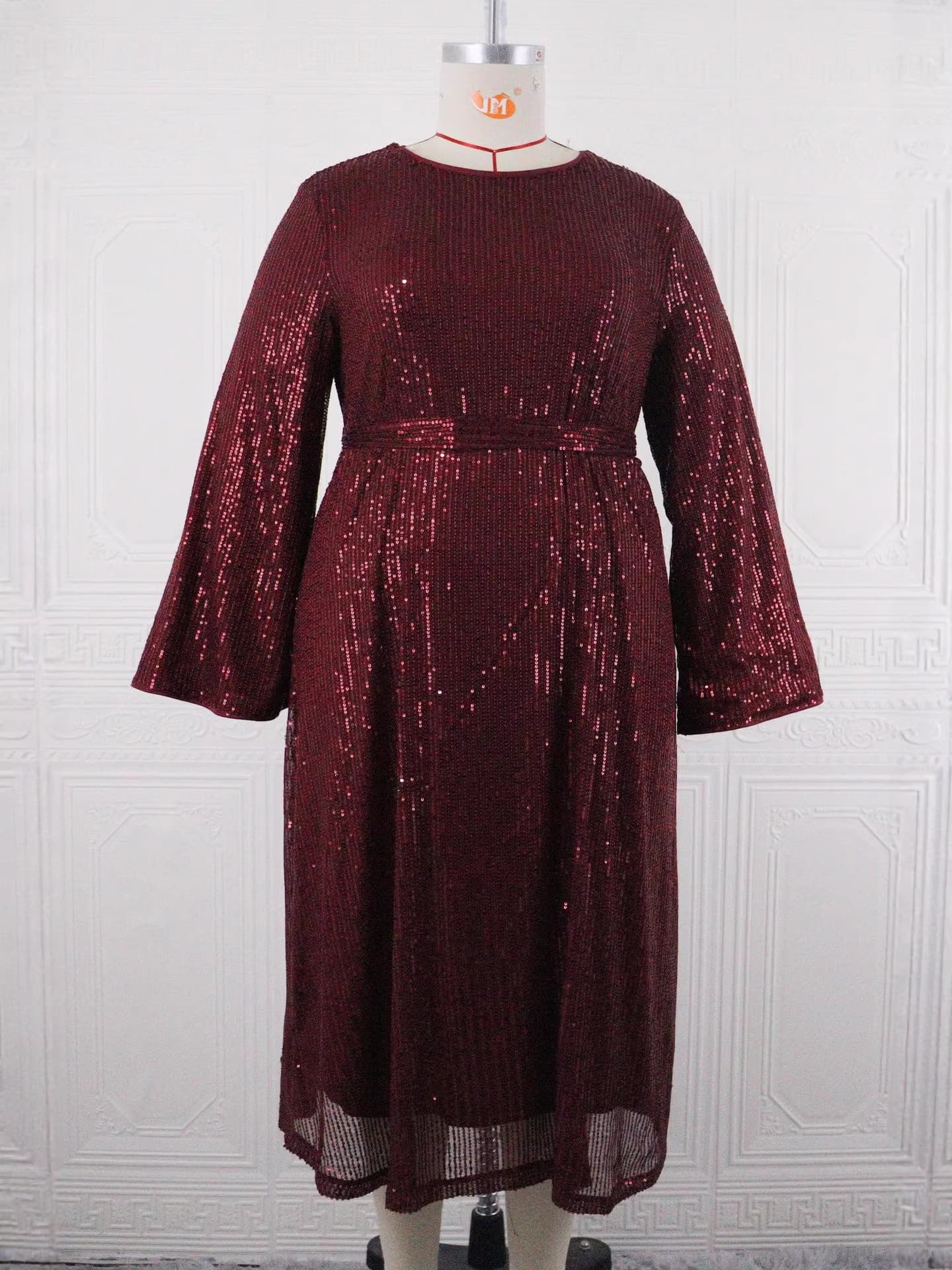 Cross-border Sequined Evening Dress, European and American Round Neck Belt Straight Tube Nightclub Shiny Light Dress DX060