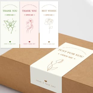 In Stock Wholesale Minimalist Thank You Sticker for Shipping Box Seal Gift Box Sealing Sticker Decorative Rectangular Unboxing Sticker