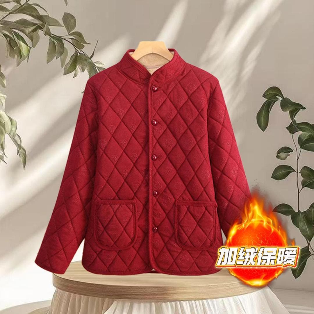 Autumn/Winter Middle-Aged and Elderly New Cotton Jacket 2025, Fleece-Lined Casual Thickened Warm Outerwear, Mother's Cotton Coat