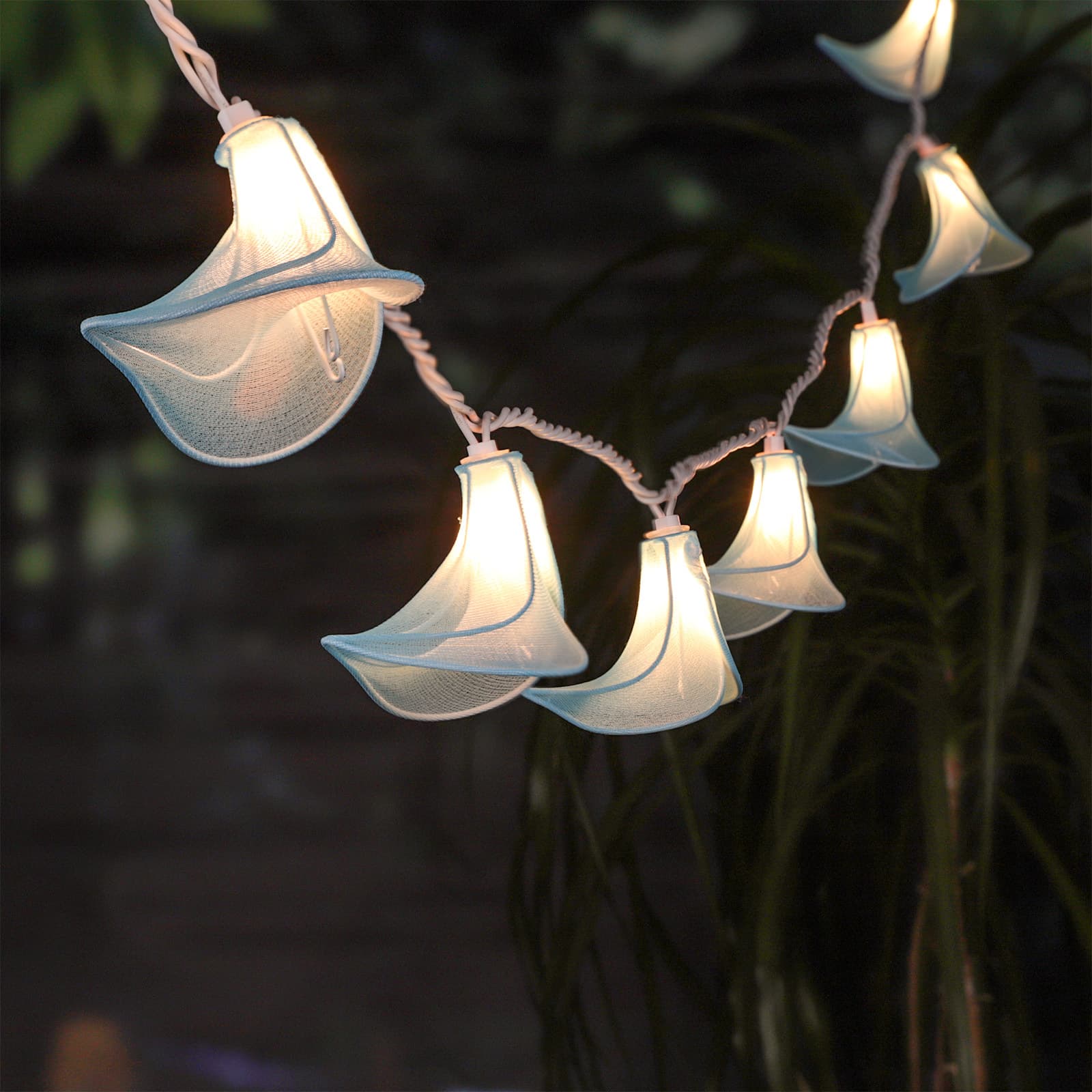 Cross-border Solar Powered Light Blue Flower String Lights Outdoor Waterproof LED Fairy Lights Garden Ambience Decoration