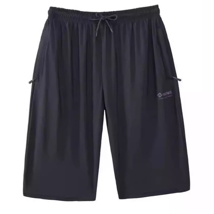 Summer new men's trousers ice silk pants sports casual cool men's quick-drying trousers high elastic three-quarter and five-point mid-pants