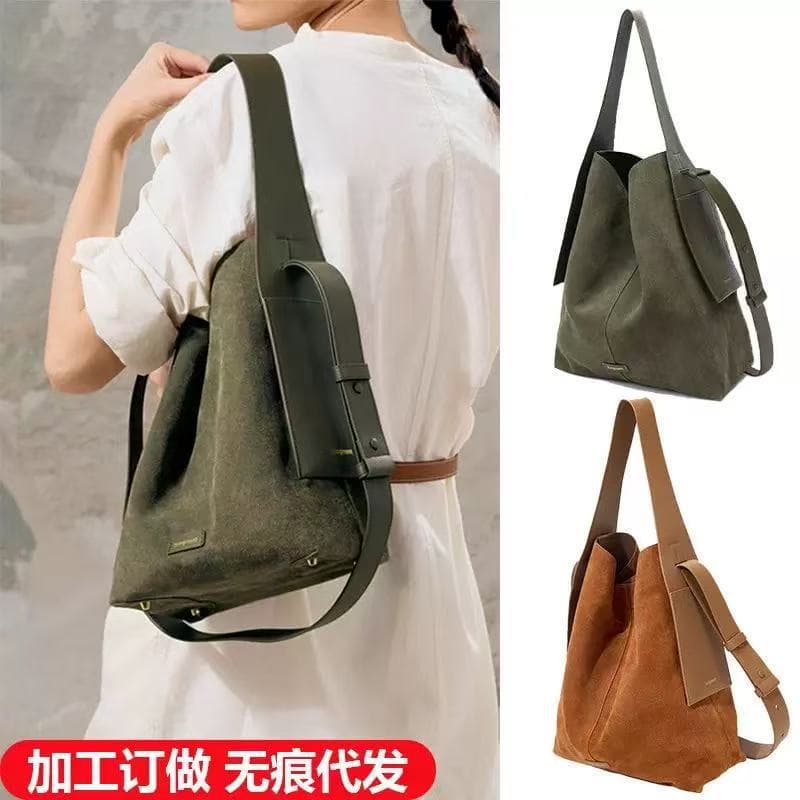 Songmont Below the Mountain Small and Large Suede Hanging Ear Tote Bag Casual Lazy Commuter Shoulder Crossbody Bag