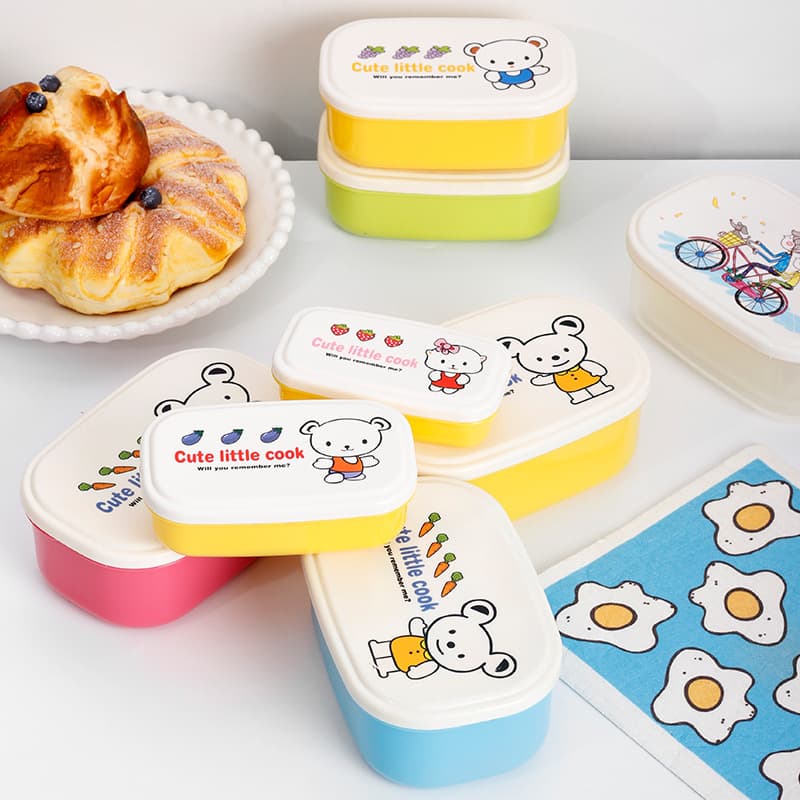 Sealed Food-Grade Plastic Cartoon Student Lunch Box, Portable Office Worker Bento Box, Microwave-Safe