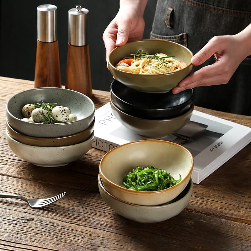 Japanese rice bowl, household noodle bowl, side dish bowl, high-end dessert bowl, salad bowl, commercial light luxury style ceramic tableware