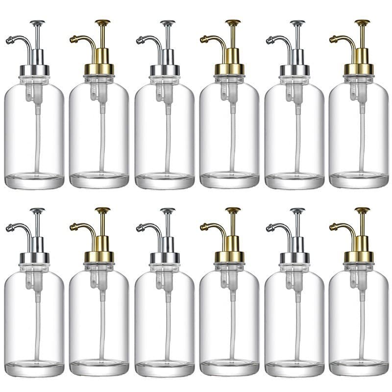 Cross-Border Crystal Clear Glass 16oz Lotion Bottle Soap Dispenser Coffee Dispenser 500ml Syrup Dispenser Bottle Wholesale