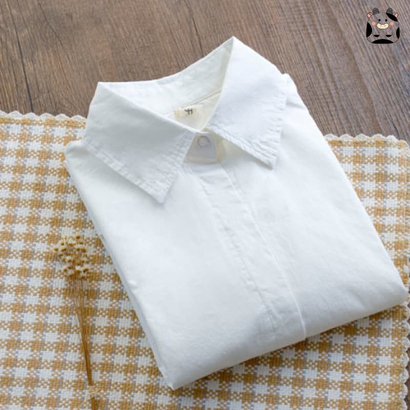 100% cotton spring long-sleeved white shirt for women winter velvet thickened warm base shirt simple professional top