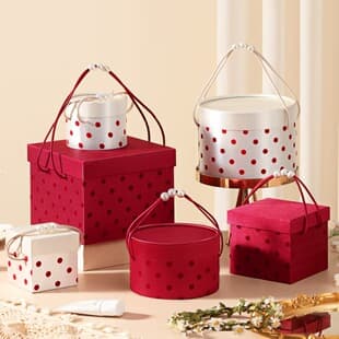 Wedding Candy Box Packaging Box Red Polka Dot Handle Round Candy Packaging Box Premium Wedding Party Favor Box