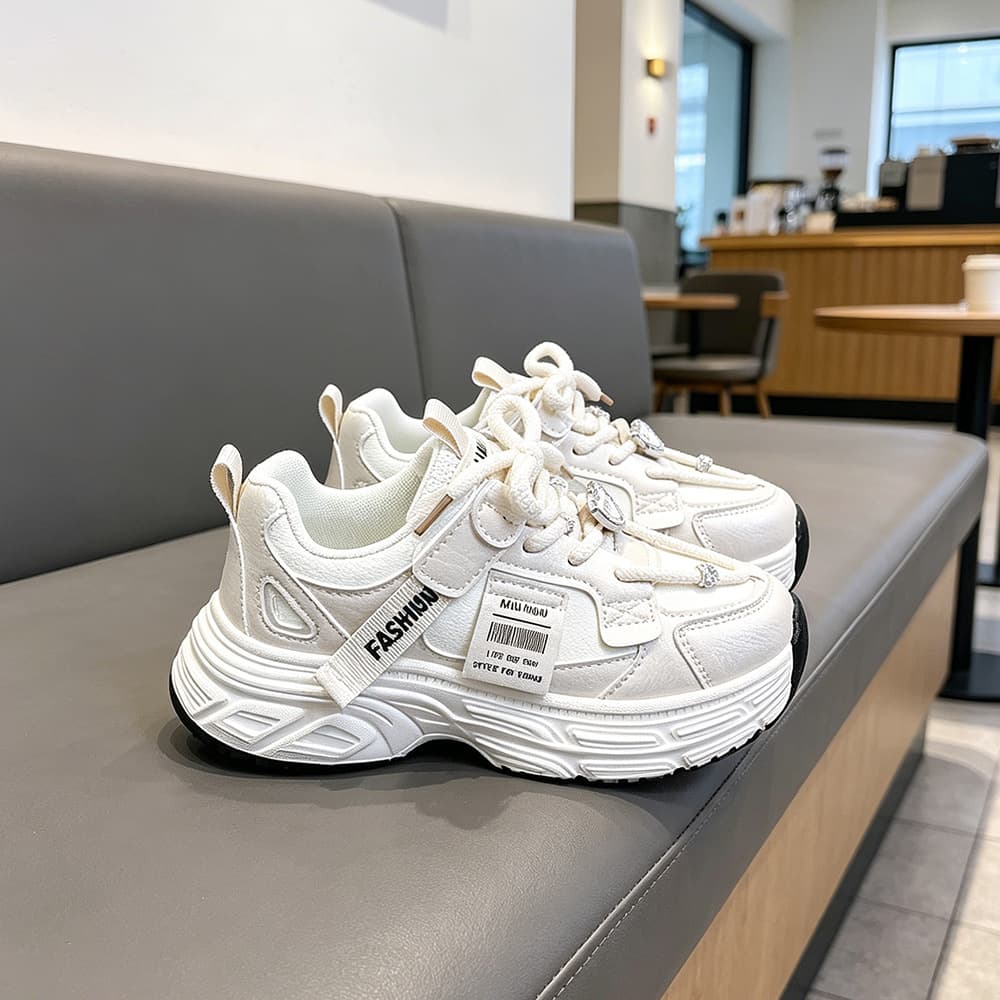 Spring and Autumn Brand Leather Girls' Shoes Wholesale Size 27-31 Big Kids' Casual Sneakers Student Dad Shoes 3756