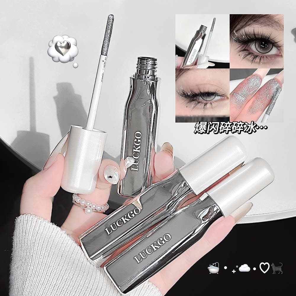 LUCKGO Sparkle Lightweight Mascara, Fine Shimmer and Glitter, Tiny Diamond Accents on Lashes, Easy to Apply, Women