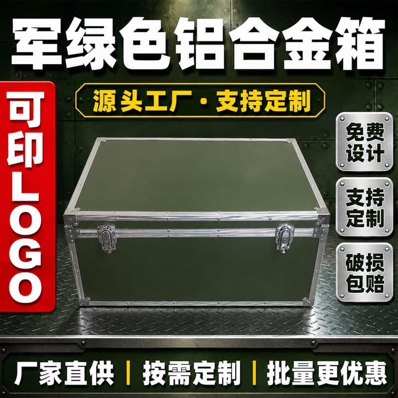 Military Green Aluminum Case, Mechanical Protection Box, Gold Instrument Box, Custom Aluminum Aviation Case, Military Green Storage Box