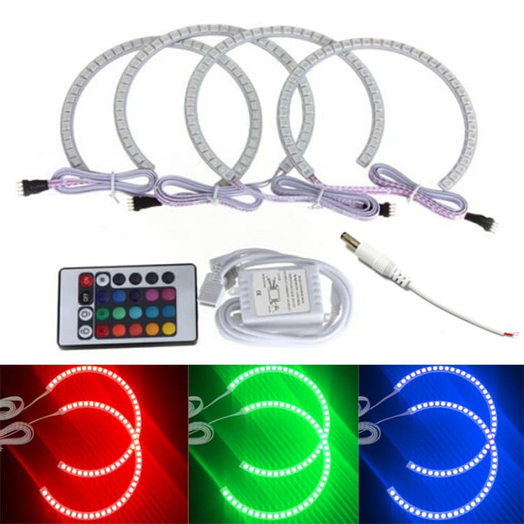RGB Angel Eye 4X131mm Colorful Angel Eye Half Ring 5050 LED 168 Beads Compatible with BMW E36 E46