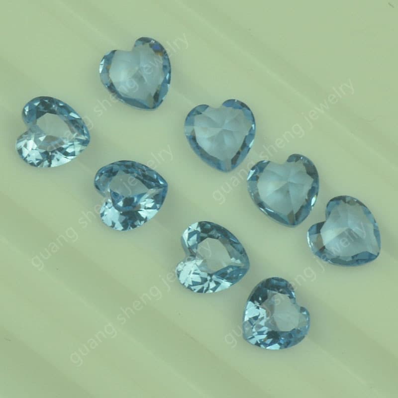 Supply 120 Heart-Shaped Zirconium Blue Synthetic Spinel DIY Wax-Inlaid Peach Heart-Shaped Diamond-Studded Spinel Blue Loose Stone