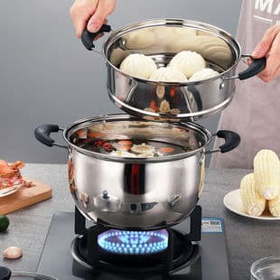Stainless Steel Thickened Soup Pot, Stew Pot, Small Steamer, Home Porridge Pot, Baby Food Pot, Milk Pot, Gas Induction Electric Ceramic Stove