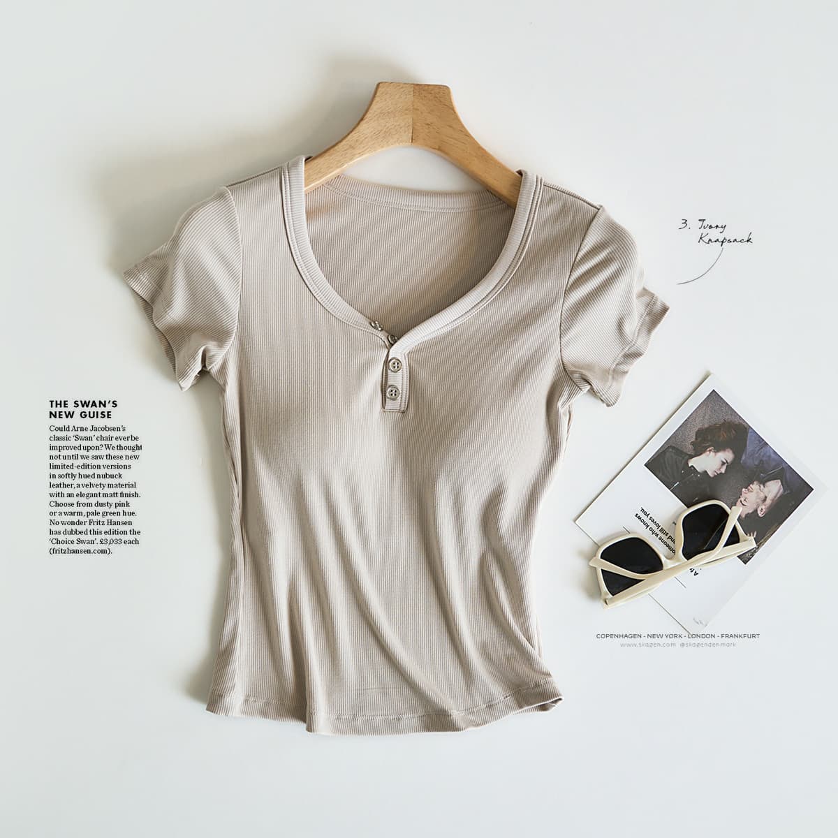 American Vintage Design Knitted Short Sleeve T-Shirt for Women 2025 New Summer Hot Girl Slim Fit Base Top