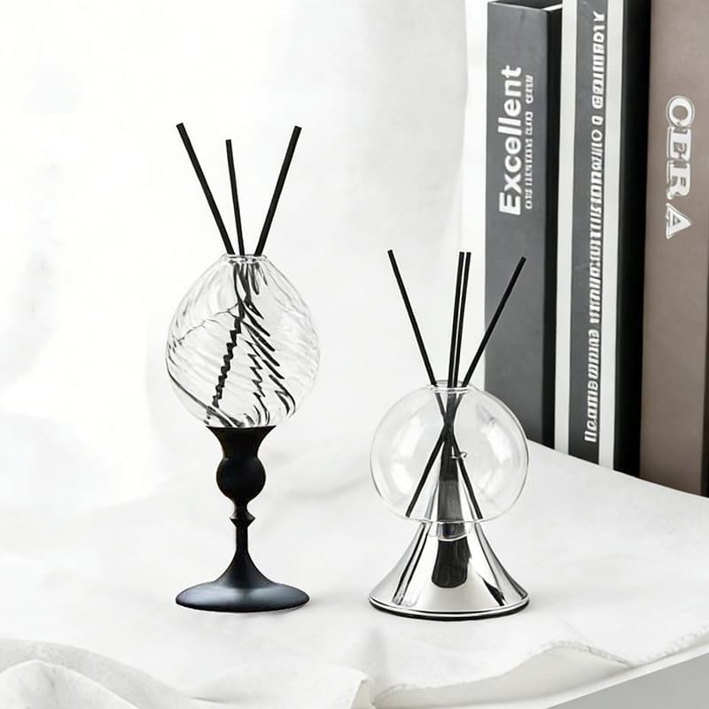 Nordic Simple Large Belly Glass Aromatherapy Bottle Decoration, Flameless Essential Oil Bottle, Rattan Diffuser Volatilization Bottle, Home Decoration