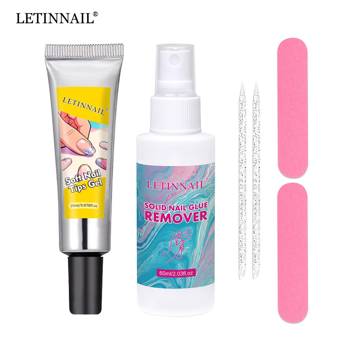 Nail Glue and Remover Kit: 20ml Super Strong Solid Gel