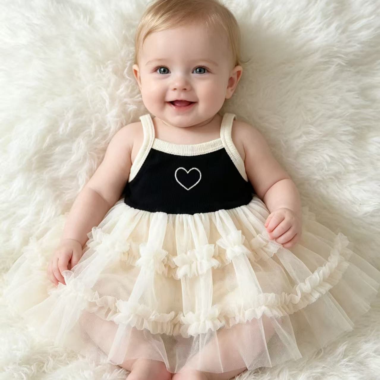 Baby Girl Summer Outfit Super Cute Princess Romper Strap Bodysuit Fashionable Dress Set for 1 Year Old