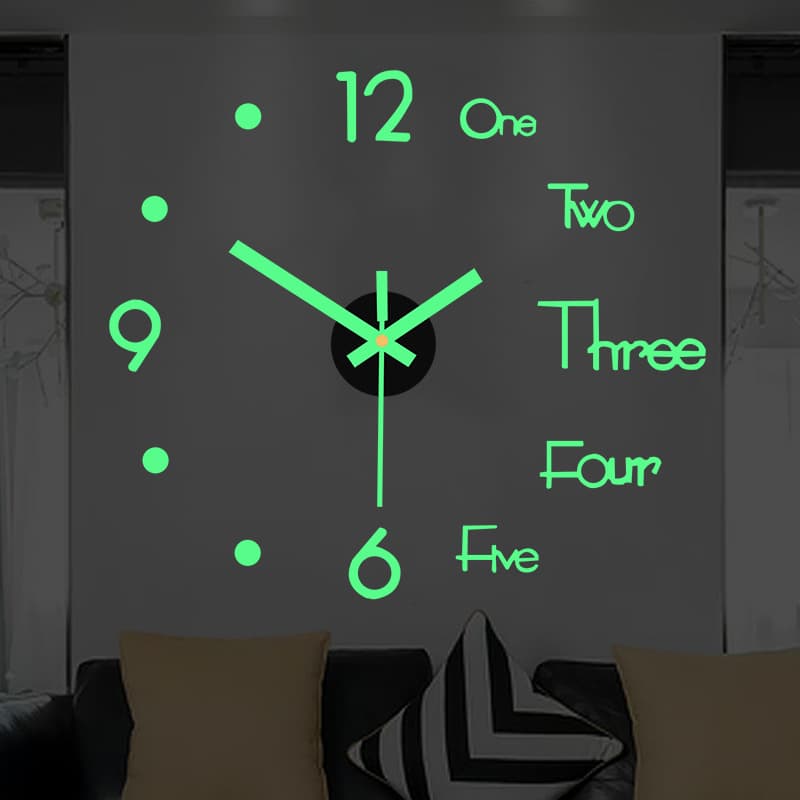DIY No-Drill Popular Glow-In-the-Dark Wall Clock, Simple and Creative Clock for Living Room, Home Use, Bedroom