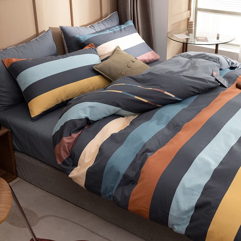 Nordic 100% Cotton Simple 4-Piece Bedding Set, Pure Cotton Duvet Cover, Spring/Summer Barefoot Sheet, Dormitory 3-Piece Set for Boys