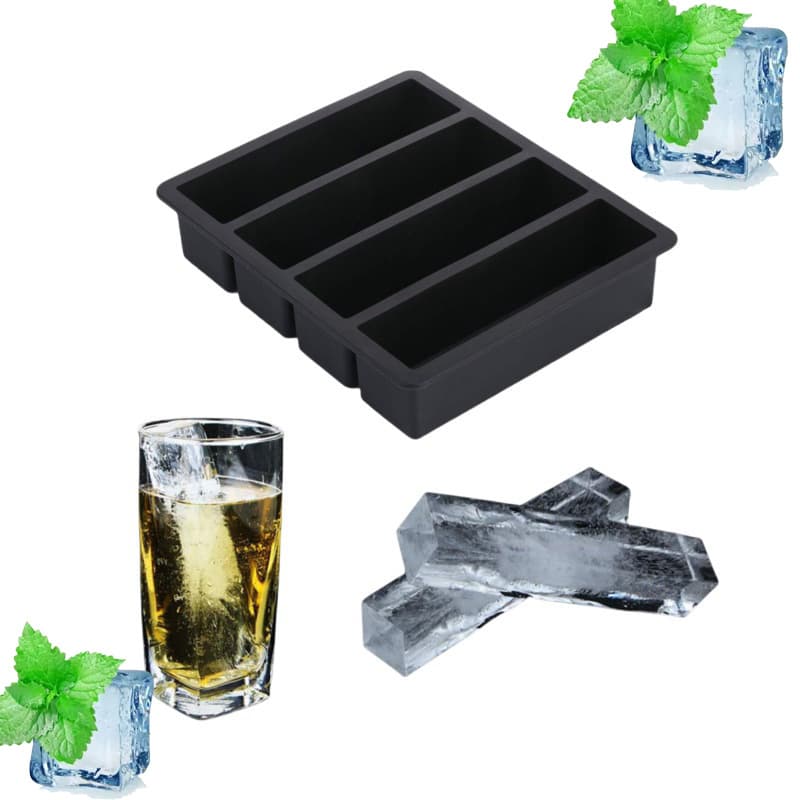 Amazon Food-Grade Silicone Ice Cube Tray Quick-Freeze Easy-Release 4-Cell Long Ice Cube Mold Butter Mold Ice Maker Wholesale