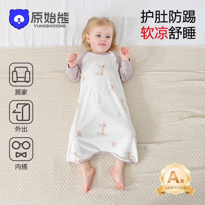 Baby Sleep Sack Spring Summer Baby Sleep Dress Air Conditioning Wear Anti-Kick Blanket Nightgown Thin Pajamas Children Class A Bamboo Cotton Sleep Sack