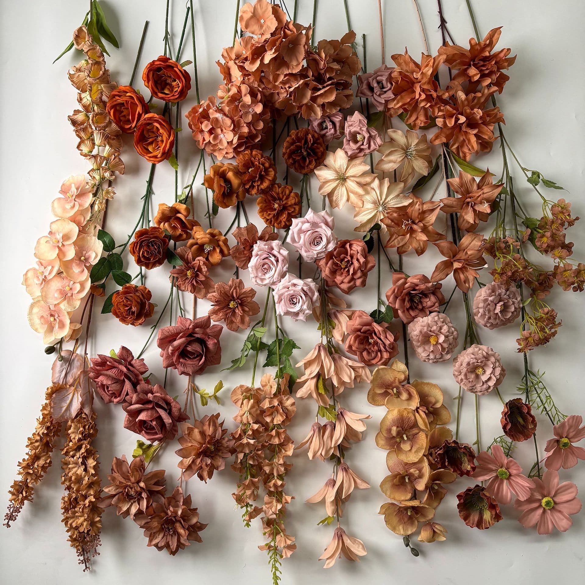 Autumn Wedding Simulation Flowers, Coffee Color Series Decorative Florals, Caramel Color Arrangement Silk Flowers Artificial