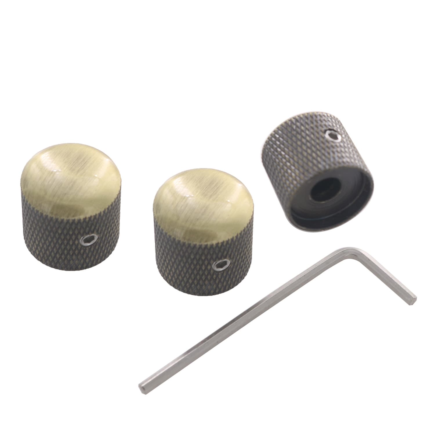 All-Metal Guitar Potentiometer Knob with Hole, Guitar Bass Electric Guitar Volume Knob with Adjustment Wrench