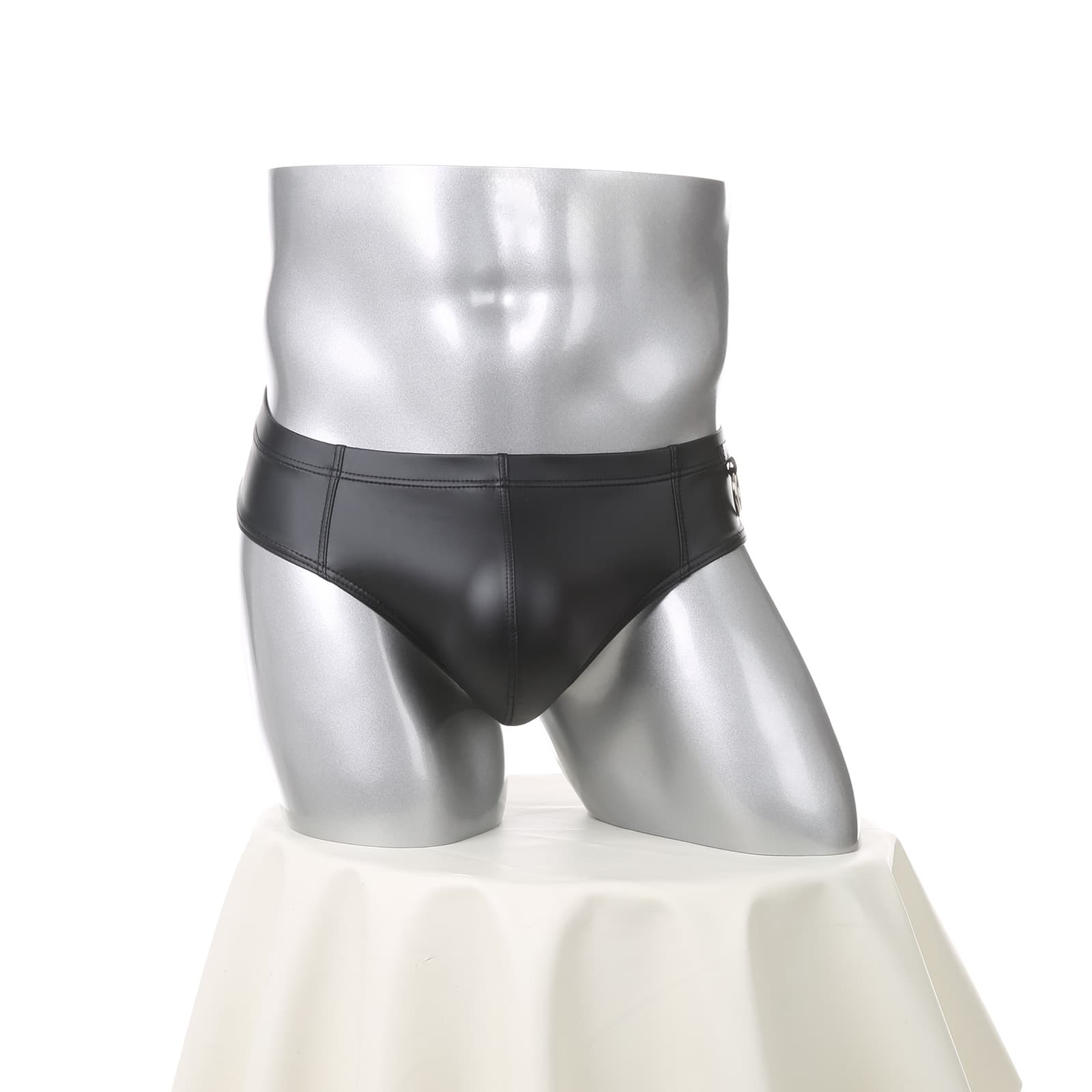 Men's Underwear Faux Leather Iron Ring Small Boxer Briefs Sexy Underwear Decoration Low Waist Pants Factory Direct TIKTOK Supply