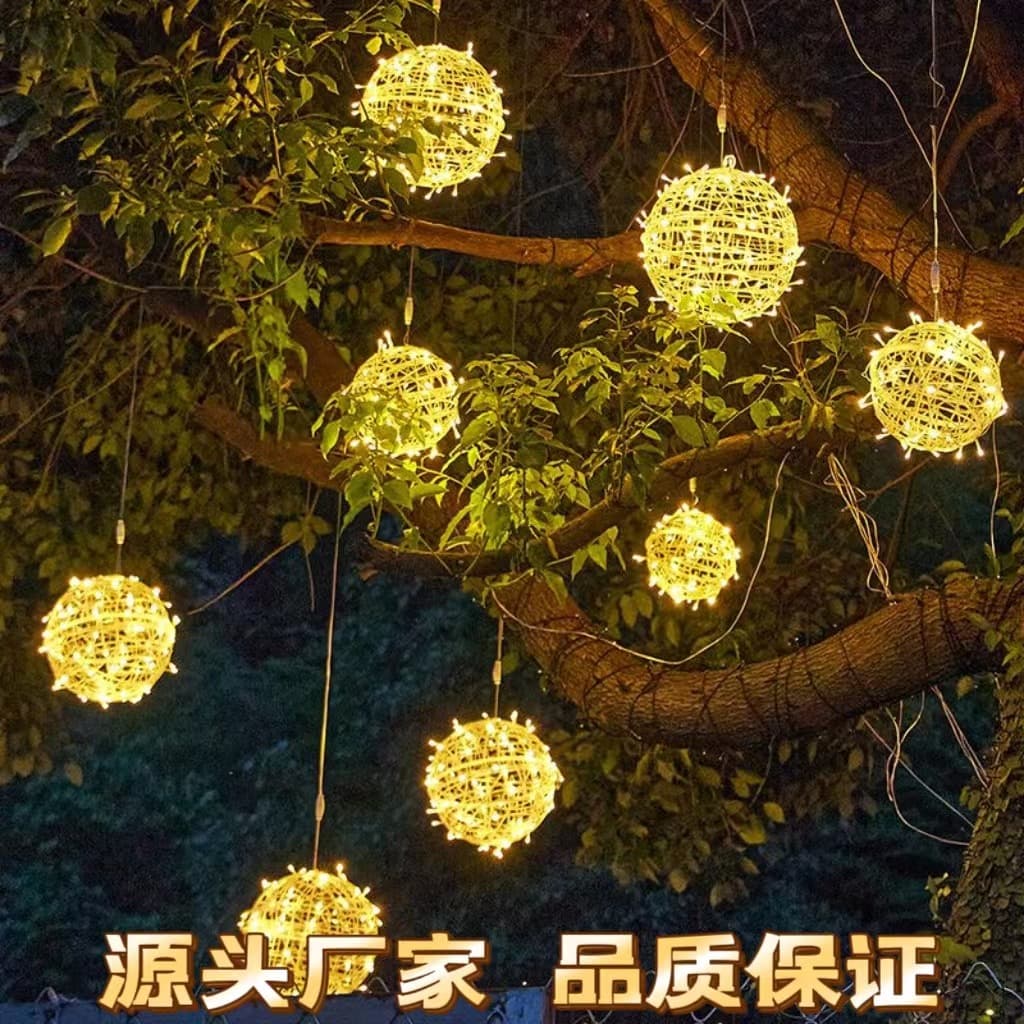 Solar vine ball light strings LED colorful waterproof courtyard decoration hanging tree lights, outdoor landscape lights, holiday atmosphere wholesale