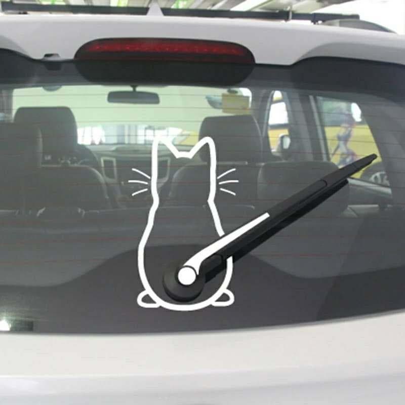 Cartoon cute wiper back cat rear windshield wiper sticker reflective sticker car sticker car sticker