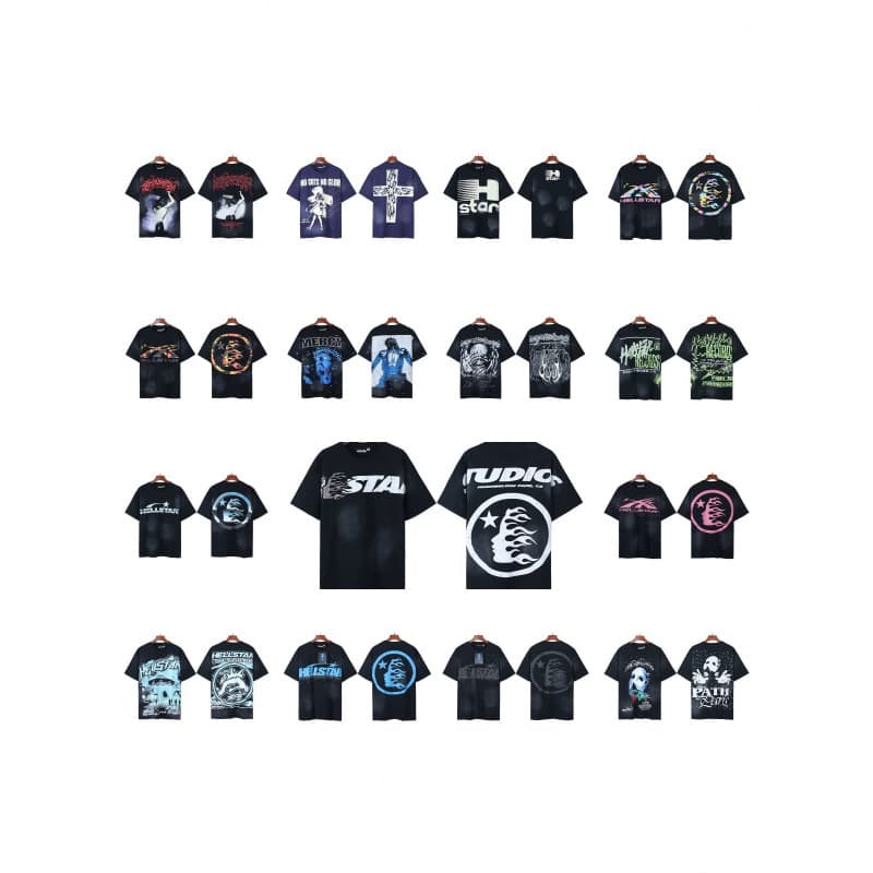 Cross-border American streetwear Hellstar washed distressed print loose-fit short-sleeve T-shirt for men and women