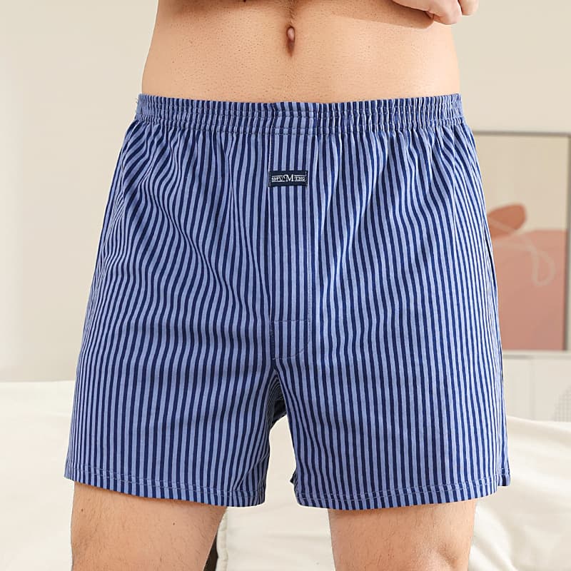 Men's cotton high-waisted loose boxer briefs, plus size, four-corner cotton underwear, loungewear, men's sleep pants.