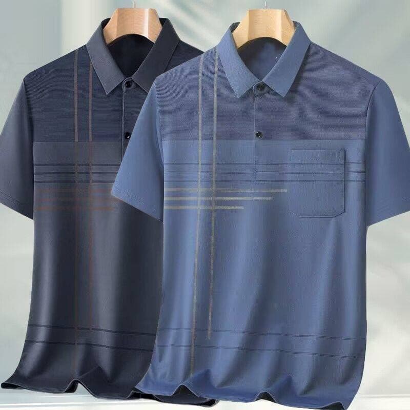 Middle-aged and elderly men's short-sleeved POLO shirt dad summer half-sleeved T-shirt grandpa fashionable loose lapel versatile trend