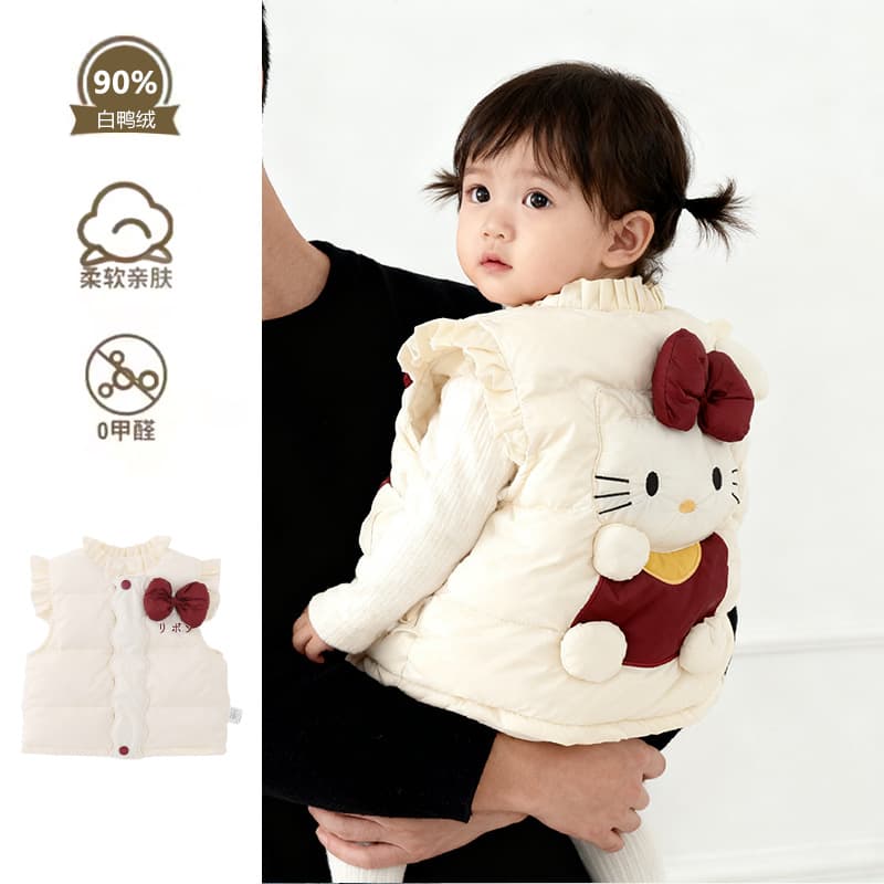 Infant Down Vest Winter New Style Girls' White Duck Down Sleeveless Outerwear Baby Girl Lightweight Down Clothing Class A