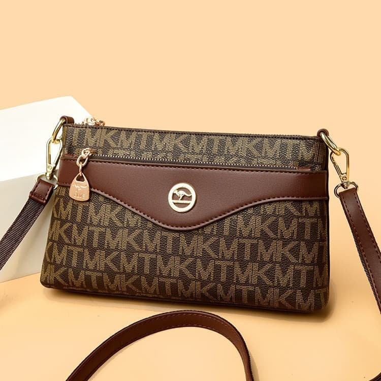 Women's Bags 2025 New Fashion Printed Crossbody Bag Middle-aged Mom Shoulder Bag Versatile Soft Leather Presbyopia Handbag Trendy