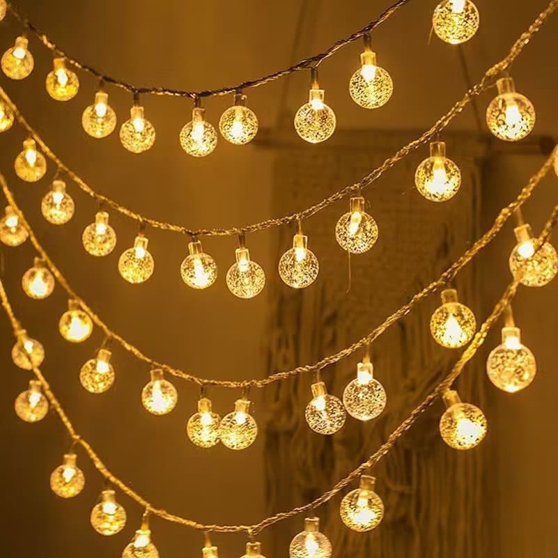 Camping led bubble ball light string bead crystal ball lantern Christmas outdoor decoration flash light string battery box light