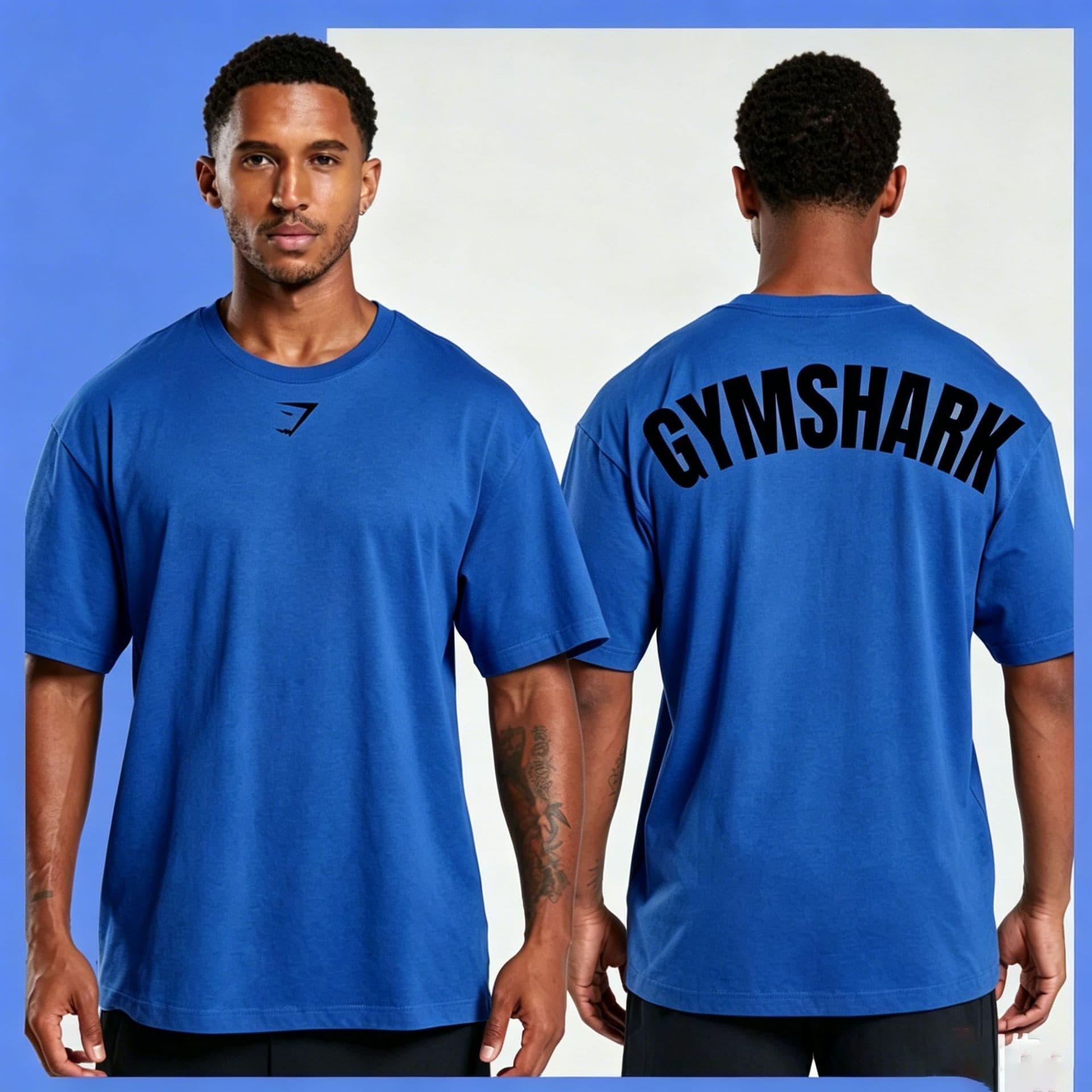 GYM Shark Men's T-Shirt Summer Sports Fitness Cotton Loose Fit Casual Short Sleeve Top In Stock