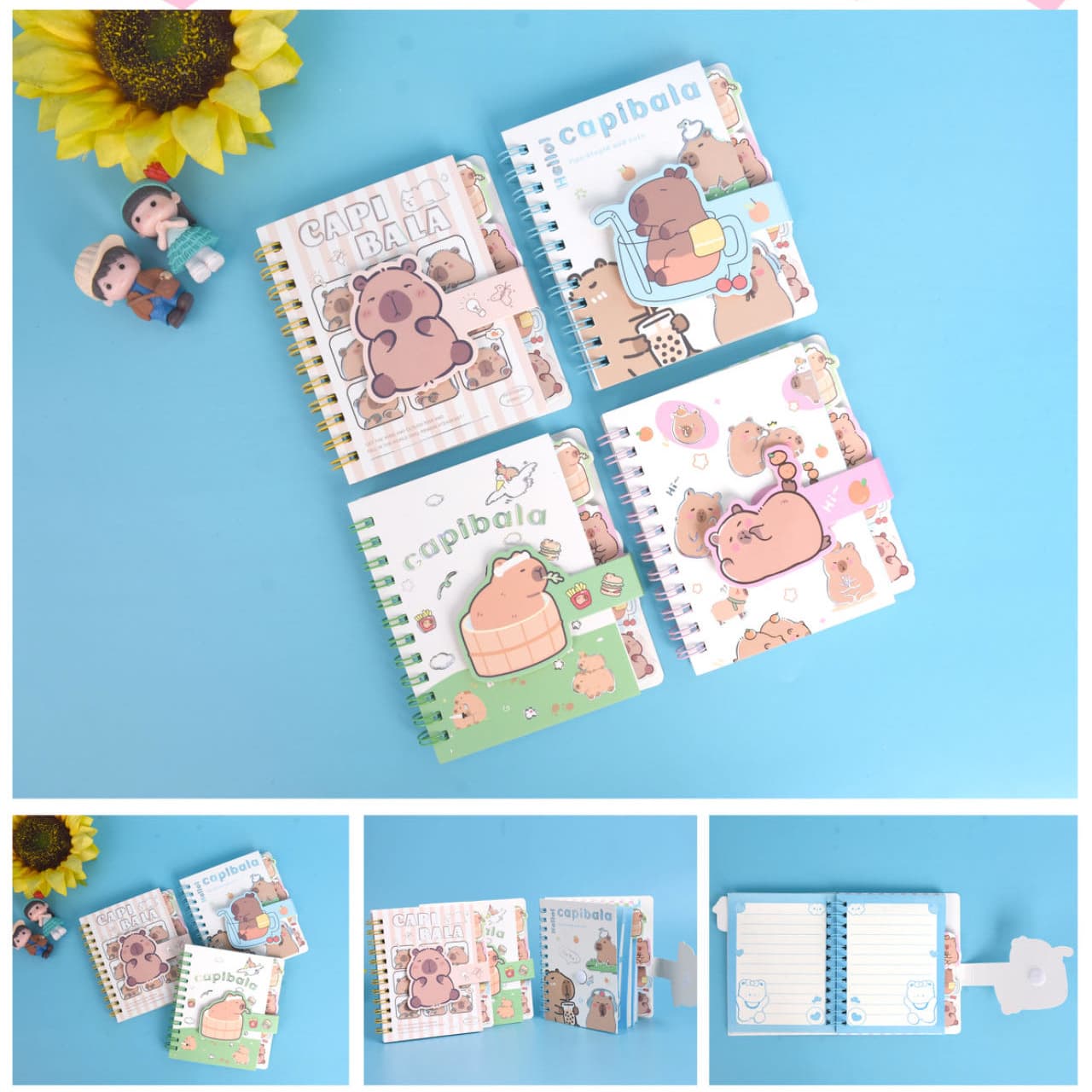 Wholesale of Foreign Trade Cross-border Capybara Categorized Spiral Notebooks, Water Pig Notepads, Magnetic Closure Memo Pads, and Notepads