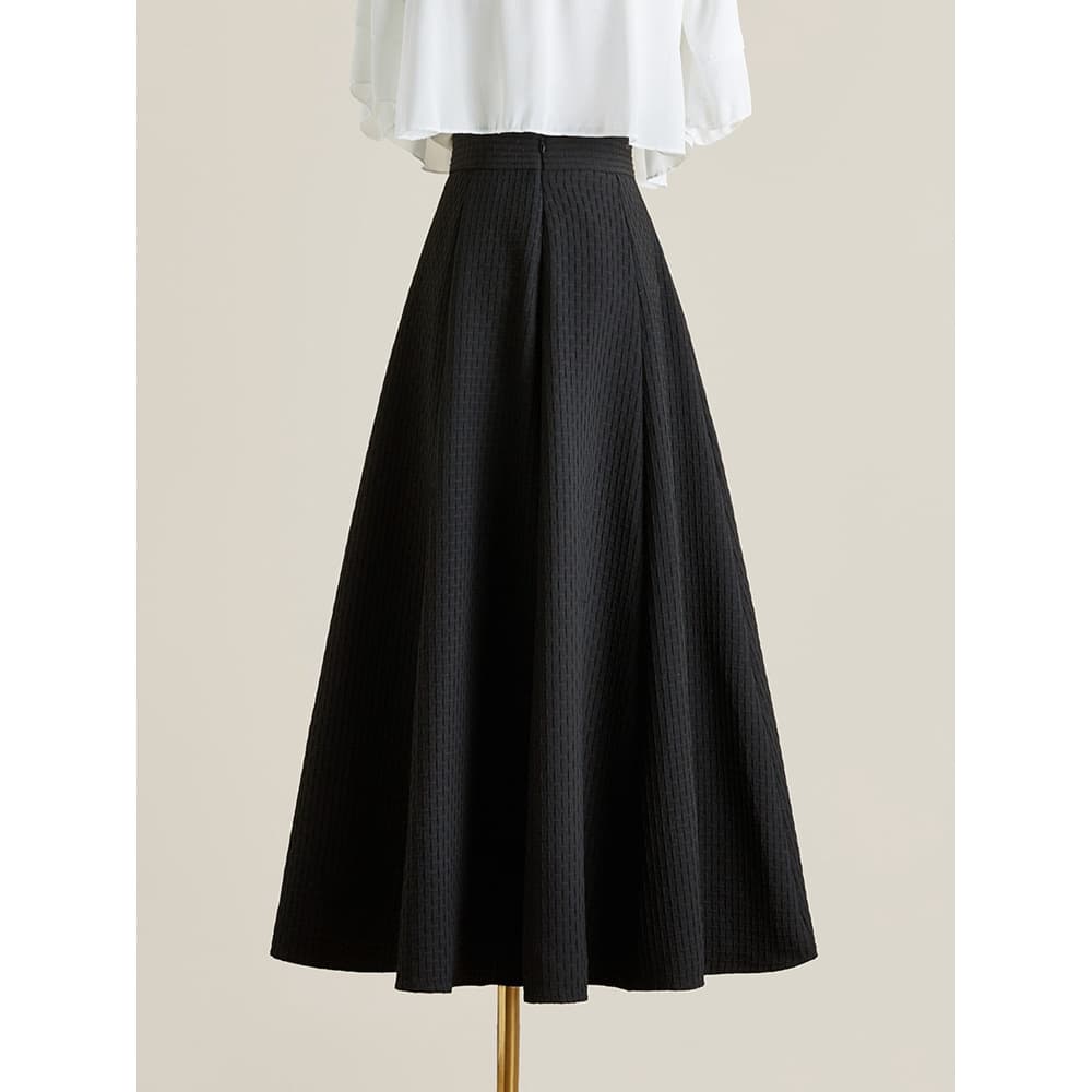 Black Hepburn-style High-Waist A-Line Skirt for Women, New Spring/Fall Fashion, Slimming Mid-Length, Flattering for Pear Shape
