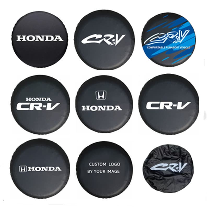 Spare Tire Cover for Honda CRV, PVC Faux Leather Tire Protector, Wheel Cover with Pattern LOGO